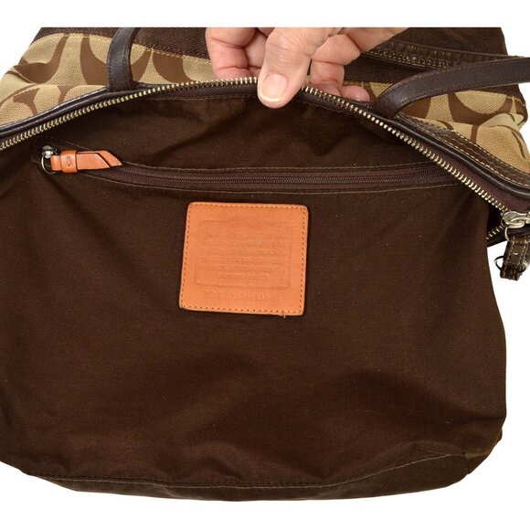 Vintage Coach Brown Monogram Jacquard Shoulder Bag/Purse D1053-F13548 - Picture 5 of 12